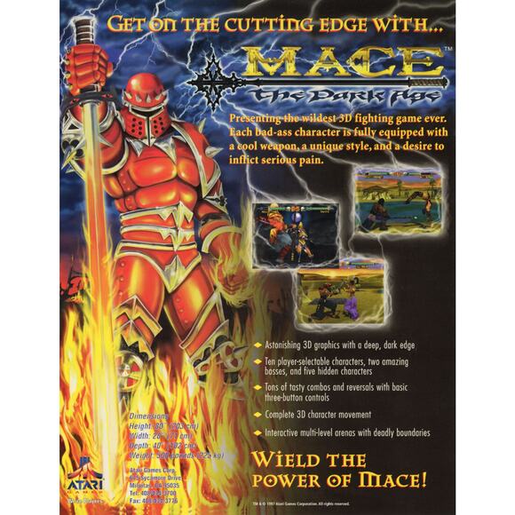 Mace The Dark Age Arcade FLYER Original Video Game Art Print Sheet 1997 - Picture 2 of 4